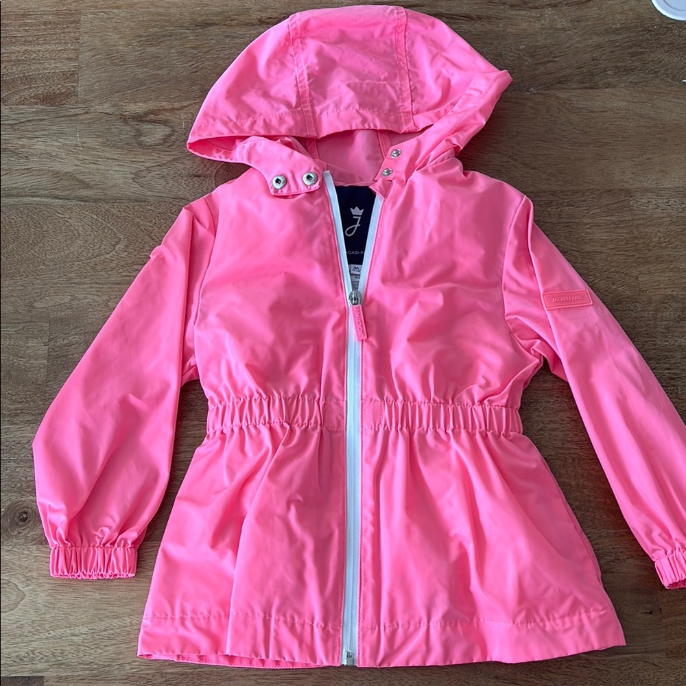 Jacadi Pink Girls' Hooded Raincoat LIKE NEW
